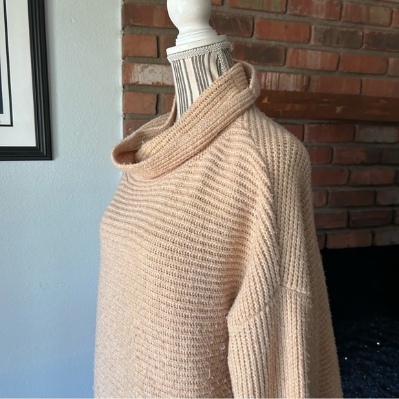 Anthropologie Pilcro Oversized Cowl Neck Knit Sweater Tan Yellow Sz L - Picture 8 of 10